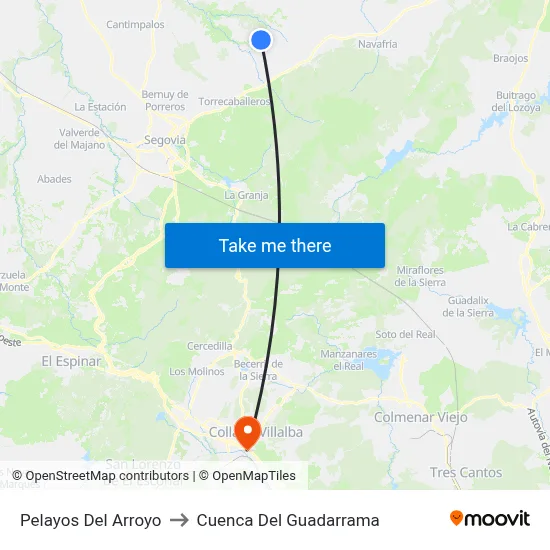 Pelayos Del Arroyo to Cuenca Del Guadarrama map