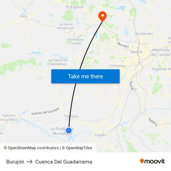 Burujón to Cuenca Del Guadarrama map