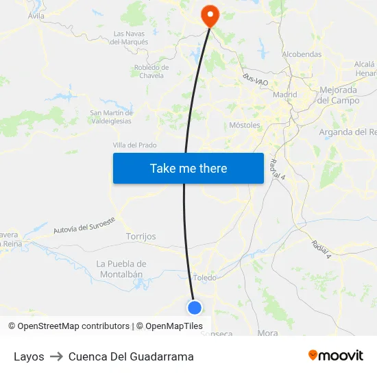 Layos to Cuenca Del Guadarrama map