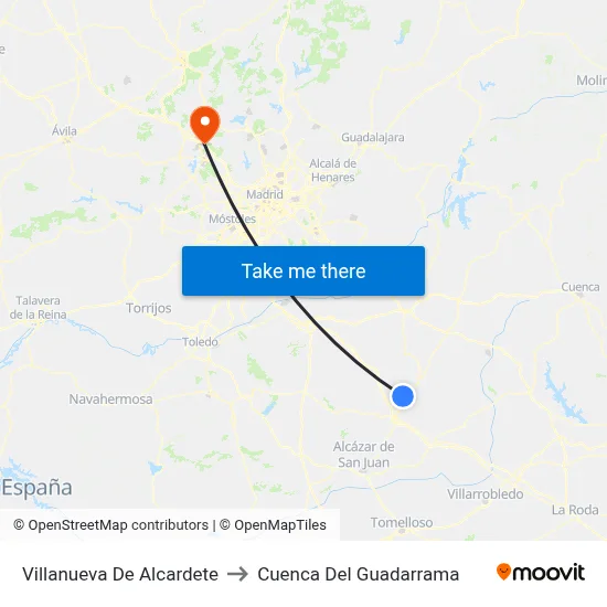 Villanueva De Alcardete to Cuenca Del Guadarrama map