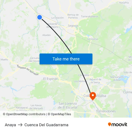 Anaya to Cuenca Del Guadarrama map
