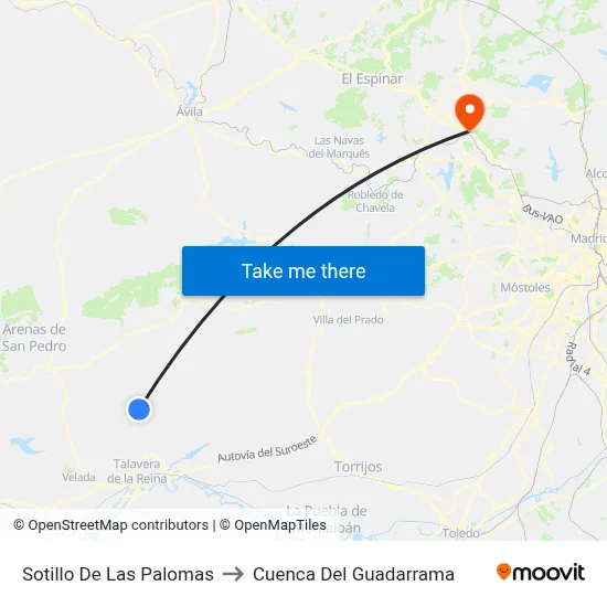 Sotillo De Las Palomas to Cuenca Del Guadarrama map