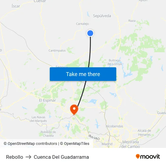 Rebollo to Cuenca Del Guadarrama map