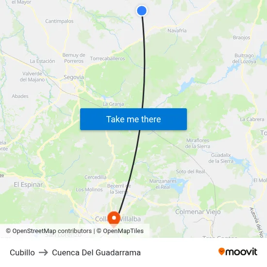 Cubillo to Cuenca Del Guadarrama map