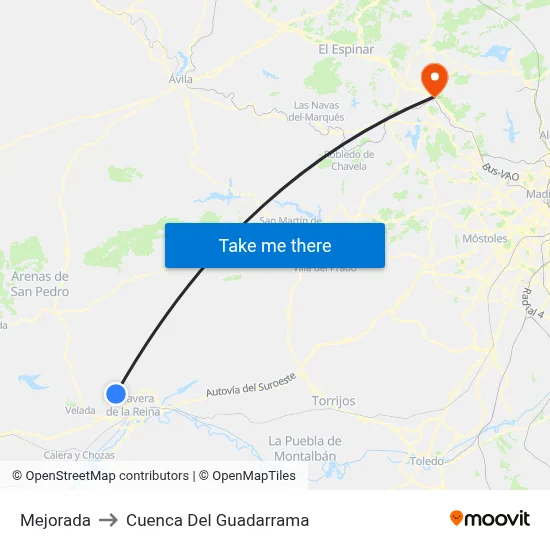 Mejorada to Cuenca Del Guadarrama map