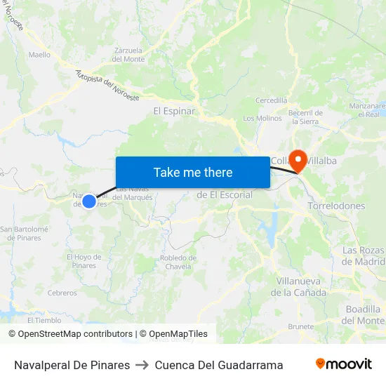 Navalperal De Pinares to Cuenca Del Guadarrama map
