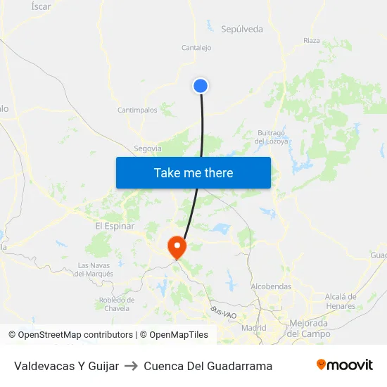 Valdevacas Y Guijar to Cuenca Del Guadarrama map