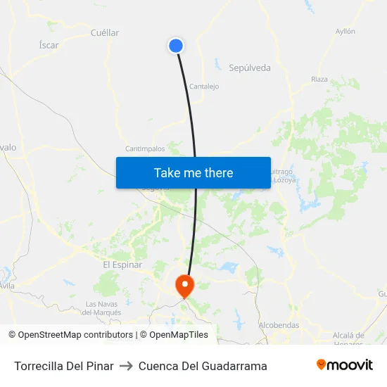 Torrecilla Del Pinar to Cuenca Del Guadarrama map