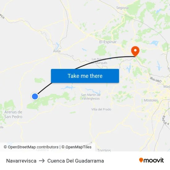 Navarrevisca to Cuenca Del Guadarrama map