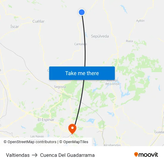 Valtiendas to Cuenca Del Guadarrama map
