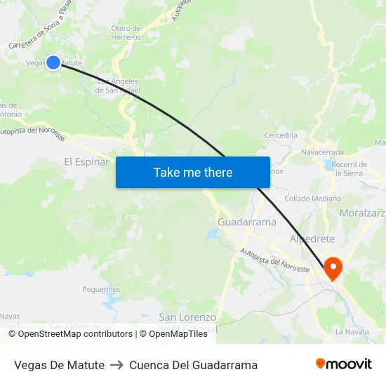 Vegas De Matute to Cuenca Del Guadarrama map