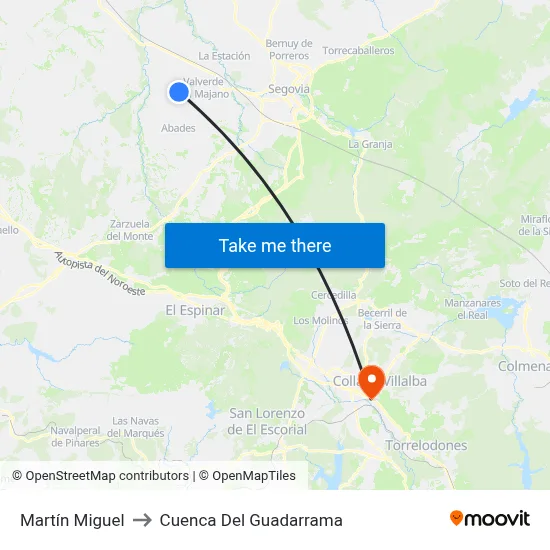 Martín Miguel to Cuenca Del Guadarrama map