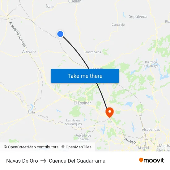 Navas De Oro to Cuenca Del Guadarrama map