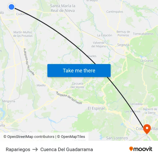 Rapariegos to Cuenca Del Guadarrama map
