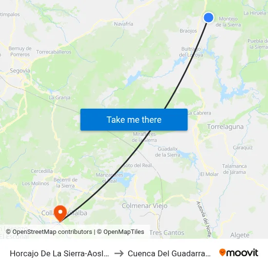 Horcajo De La Sierra-Aoslos to Cuenca Del Guadarrama map