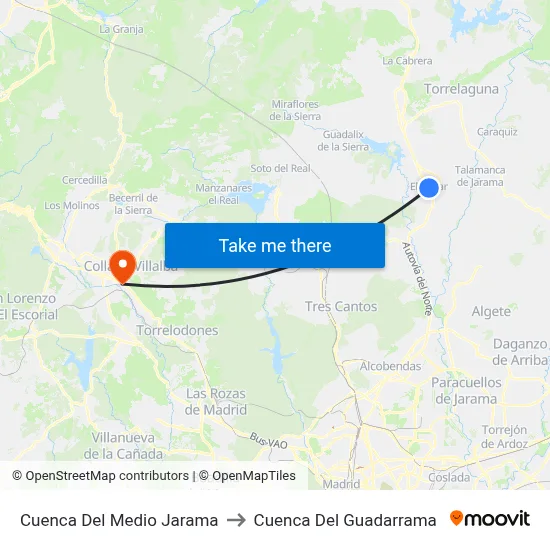 Cuenca Del Medio Jarama to Cuenca Del Guadarrama map