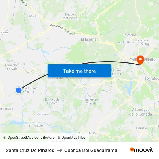 Santa Cruz De Pinares to Cuenca Del Guadarrama map