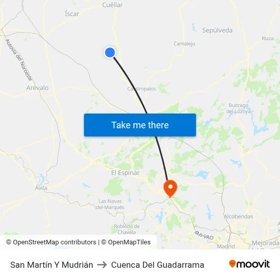 San Martín Y Mudrián to Cuenca Del Guadarrama map