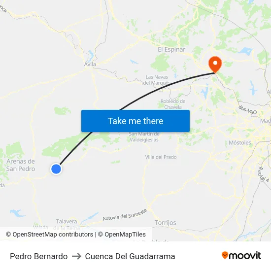 Pedro Bernardo to Cuenca Del Guadarrama map