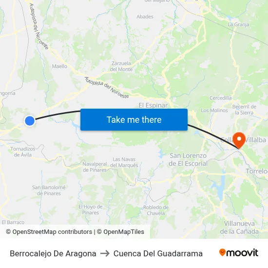 Berrocalejo De Aragona to Cuenca Del Guadarrama map