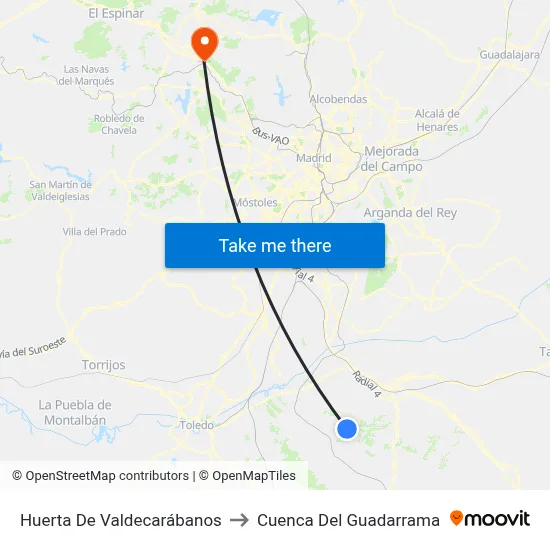 Huerta De Valdecarábanos to Cuenca Del Guadarrama map