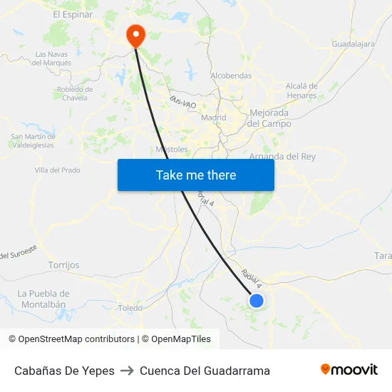 Cabañas De Yepes to Cuenca Del Guadarrama map