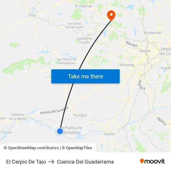El Carpio De Tajo to Cuenca Del Guadarrama map