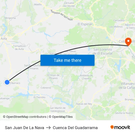 San Juan De La Nava to Cuenca Del Guadarrama map