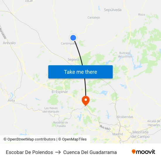Escobar De Polendos to Cuenca Del Guadarrama map