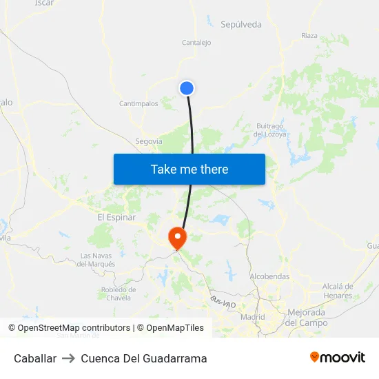 Caballar to Cuenca Del Guadarrama map