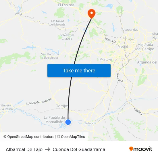 Albarreal De Tajo to Cuenca Del Guadarrama map