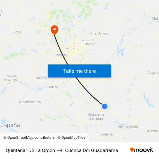 Quintanar De La Orden to Cuenca Del Guadarrama map