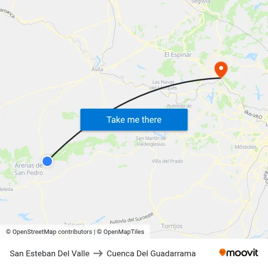 San Esteban Del Valle to Cuenca Del Guadarrama map