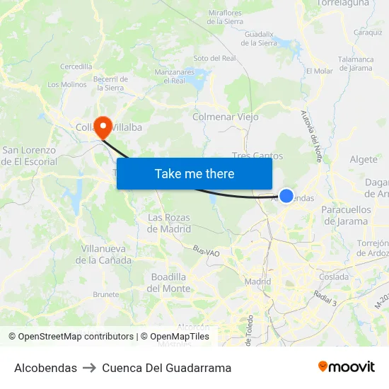 Alcobendas to Cuenca Del Guadarrama map