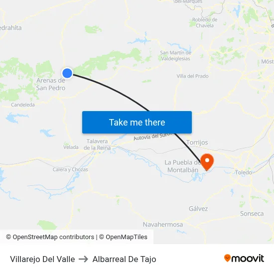 Villarejo Del Valle to Albarreal De Tajo map