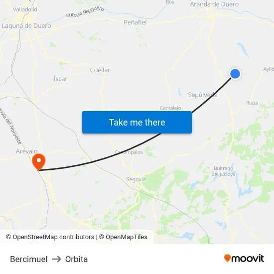 Bercimuel to Orbita map