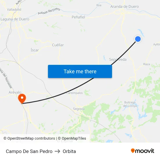Campo De San Pedro to Orbita map