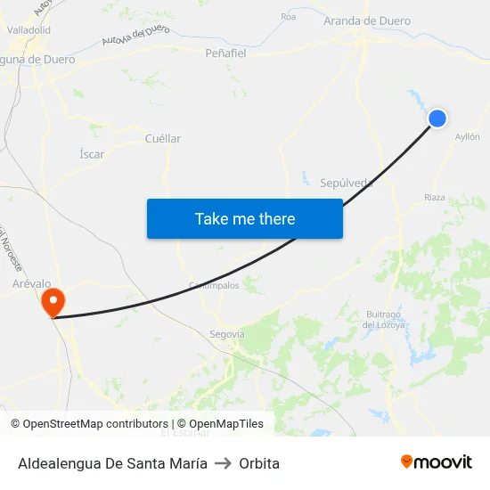 Aldealengua De Santa María to Orbita map