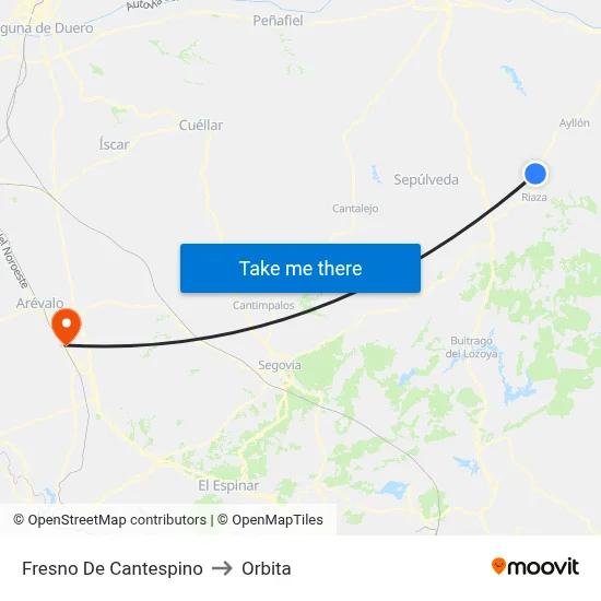 Fresno De Cantespino to Orbita map