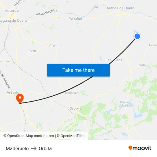 Maderuelo to Orbita map