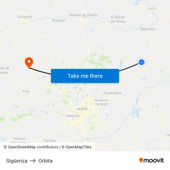 Sigüenza to Orbita map