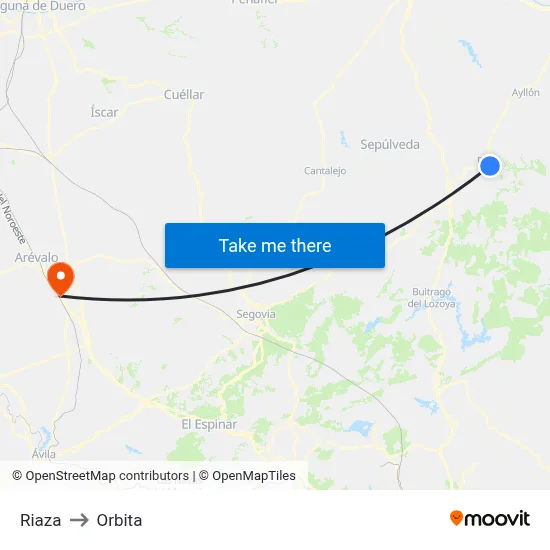 Riaza to Orbita map
