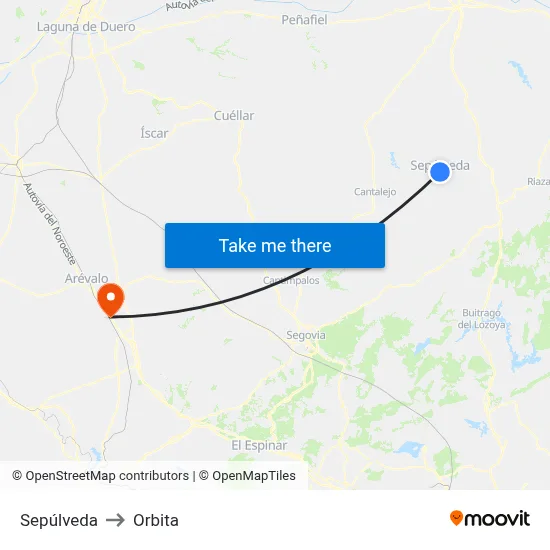 Sepúlveda to Orbita map