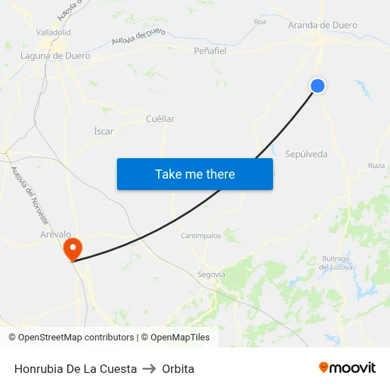 Honrubia De La Cuesta to Orbita map