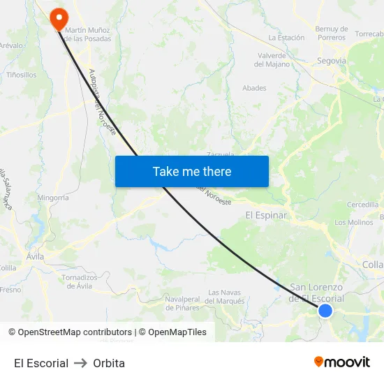 El Escorial to Orbita map