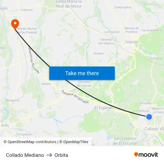 Collado Mediano to Orbita map
