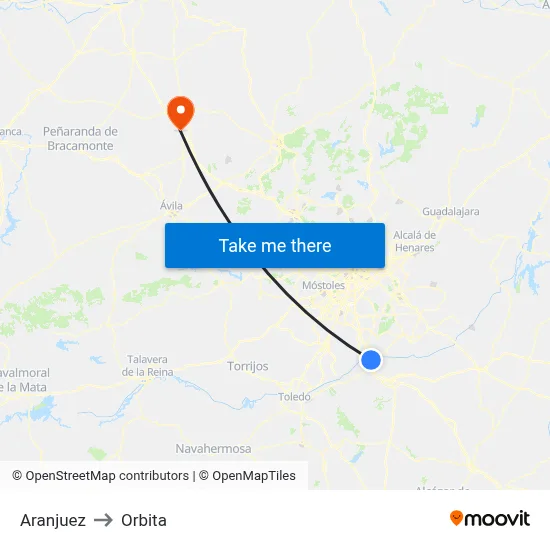Aranjuez to Orbita map