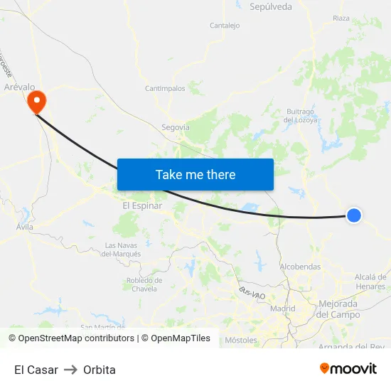 El Casar to Orbita map