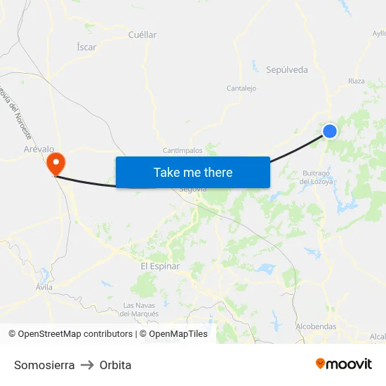 Somosierra to Orbita map