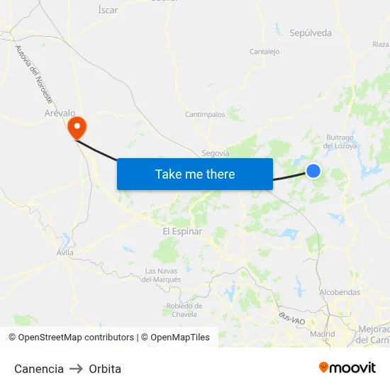 Canencia to Orbita map